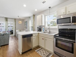 Fridge, microwave, oven, stovetop - Beachside Villas #821 | Pet Friendly Luxe Villa, Gulf View + Amenities (Seagrove Beach)