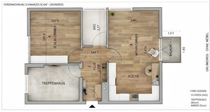Floor plan - Apartment Schwarzes Schaf – Central Location, Cozy Ambience, Big Heart (Pellworm)
