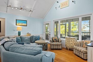 Smart TV - Hark the Sound | Soundfront 4BR w/ Private Pier, Golf Cart & Sunset Views (Emerald Isle)