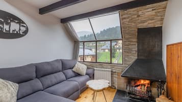 TV, fireplace