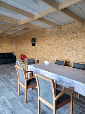 House, 3 Bedrooms, Patio | Dining room - Domek nr 1 "błękitne Wzgórze" (gmina Brzuze)