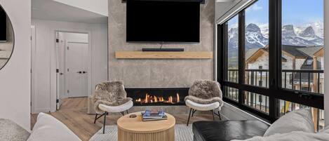 TV, fireplace, offices