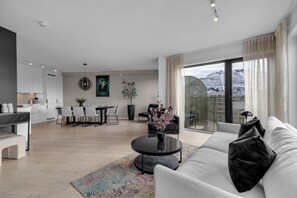 Premium-huoneisto, osittainen valtamerinäköala | Oleskelualue