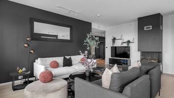 Apartamento Premium, vistas parciales al mar | Zona de estar