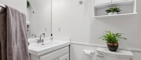 Haartrockner, Handtücher, Seife, Toilettenpapier