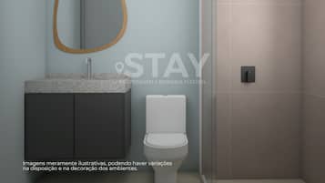 Deluxe appartement, kitchenette, uitzicht op de stad | Badkamer