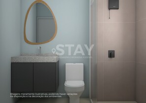 Deluxe appartement, kitchenette, uitzicht op de stad | Badkamer