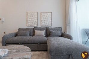 Luxury Apartment, Balcony, City View | Living area - Skyz Danube near Dubai Miracle Garden (Dubai)