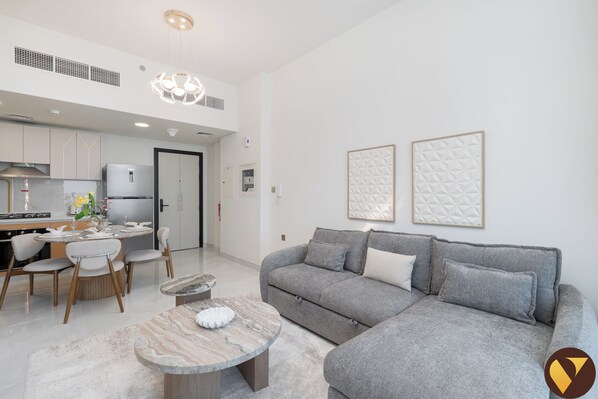 Luxury Apartment, Balcony, City View | Living area - Skyz Danube near Dubai Miracle Garden (Dubai)