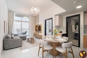 Luxury Apartment, Balcony, City View | Living area - Skyz Danube near Dubai Miracle Garden (Dubai)