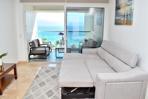 Living area - Beachfront Studio at Harbor 171, Puerto Vallarta – Ocean Views & Pool + Beach! (Puerto Vallarta)