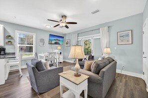Condo, Resort View | Living area | 50-inch Smart TV with digital channels, Netflix, Hulu - 30A - Hidden Lakes Condo Rentals (Santa Rosa Beach)