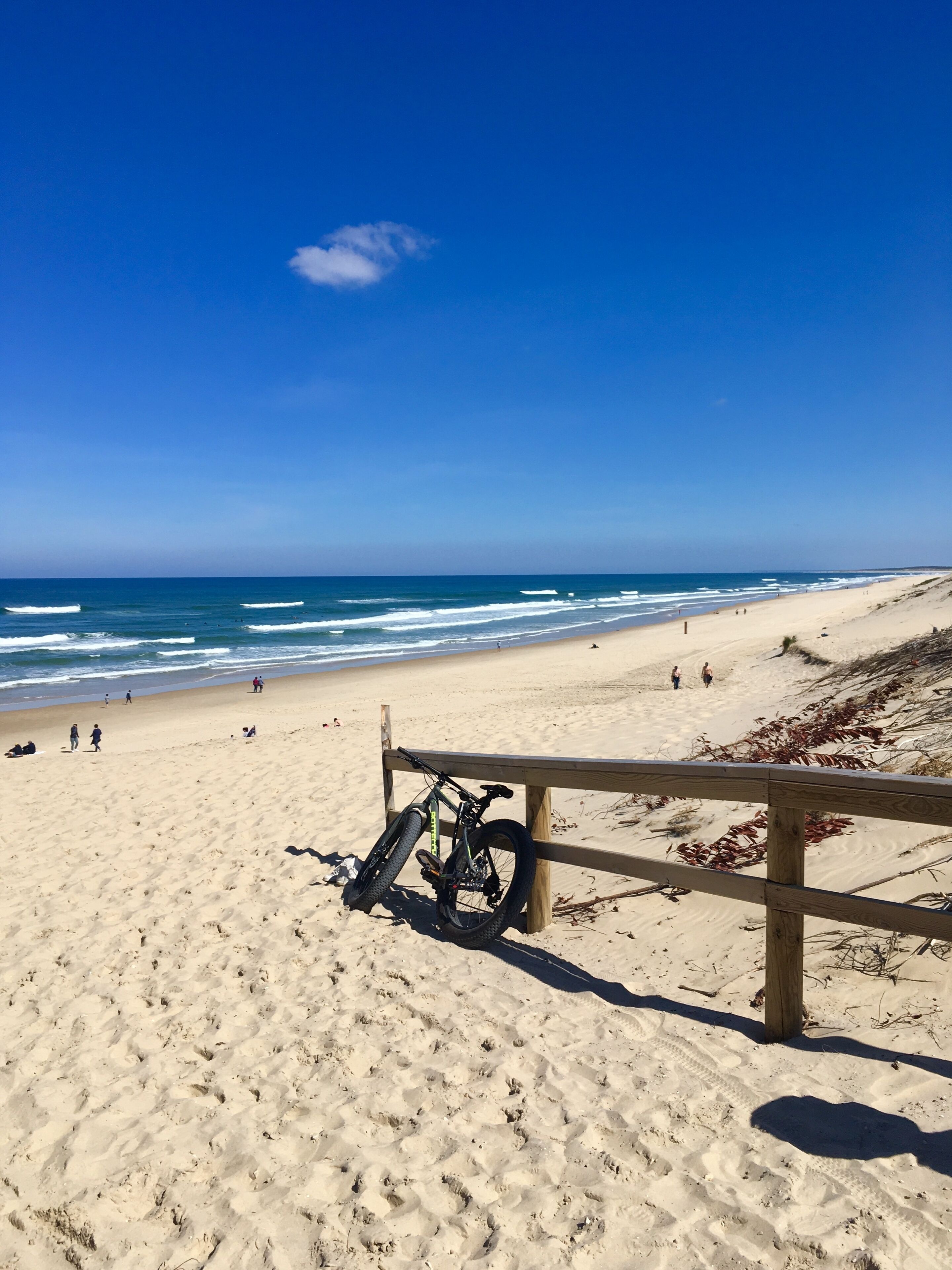 On the beach, white sand