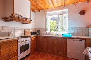 Frigorífico, microondas, horno y placa de cocina