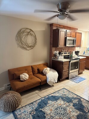 Living area - WALK TO ACRISURE & PNC STADIUMS FROM COZY 1-BR.APARTMENT IN TRANQUIL PITTSBURGH (Pittsburgh)
