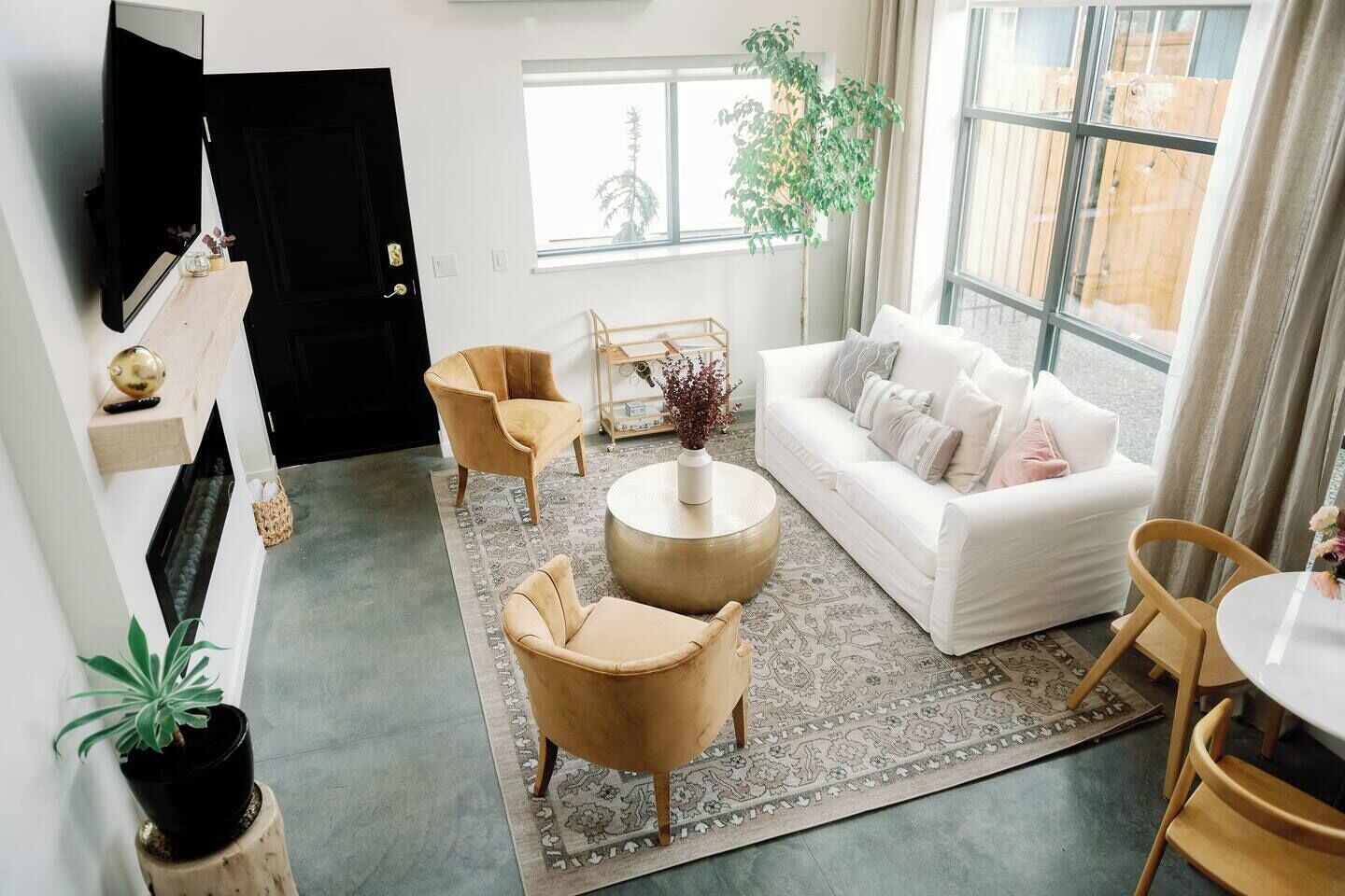 TV, fireplace