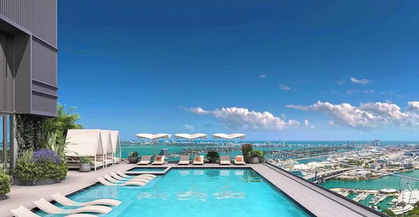 Pool - Designer Downtown Retreat | Balcony | 2BR (Miami)