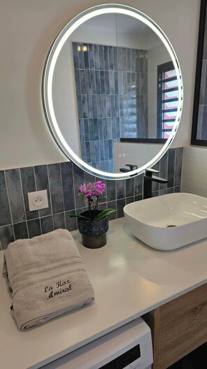 Shower, hair dryer - Flat with sea view (Saint Pierre)