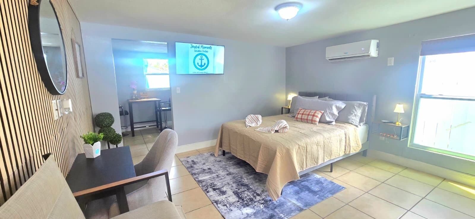 1 habitación, tabla de planchar con plancha, internet y ropa de cama 