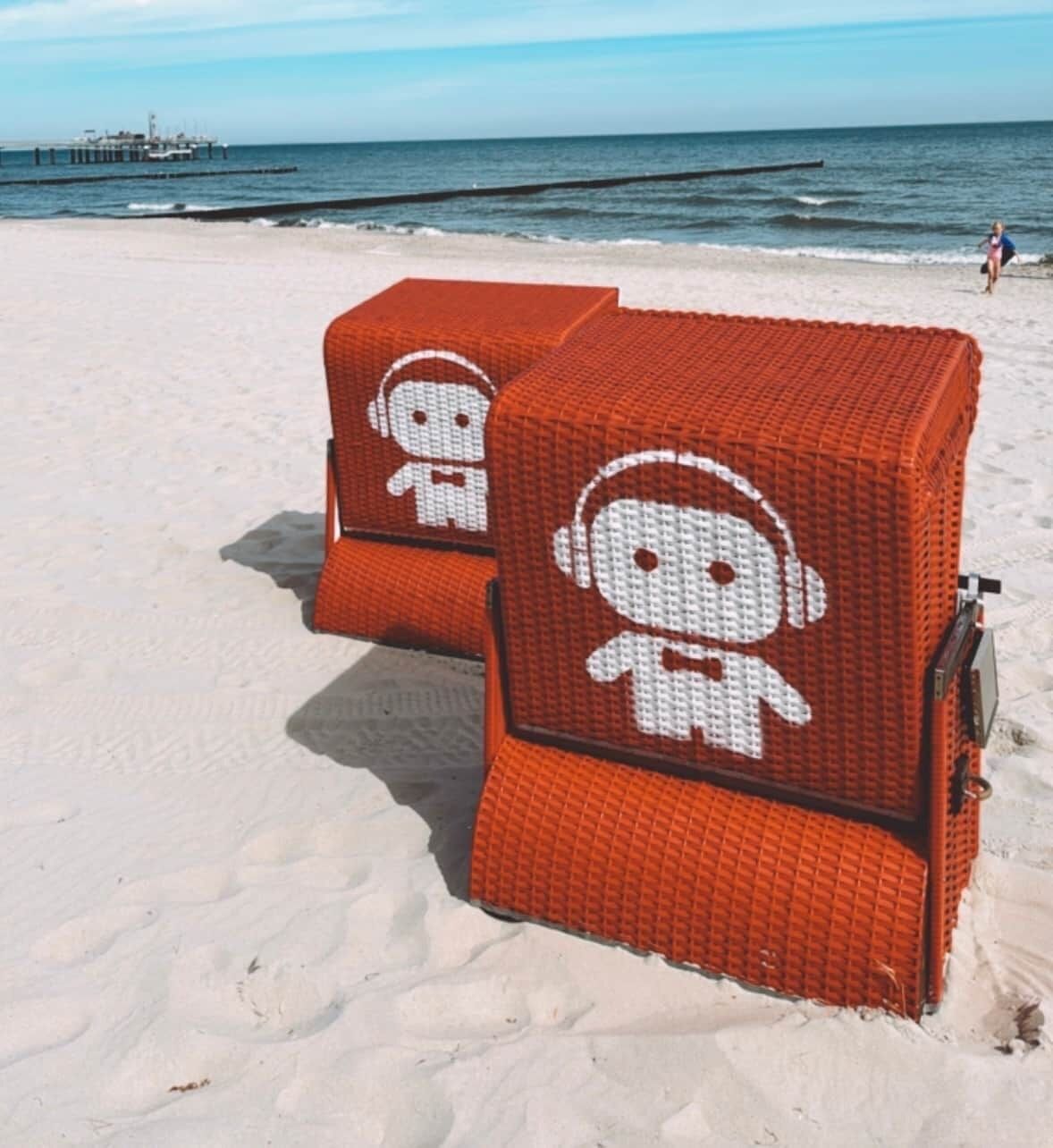 On the beach, beach towels