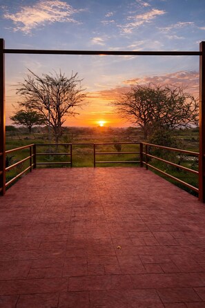 Kahden hengen huone, näköala puutarhaan