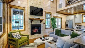 TV, fireplace, video games