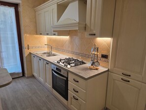 Fridge, oven, stovetop, electric kettle