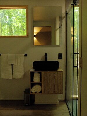 Kabin Deluks, pemandangan danau | Kamar mandi