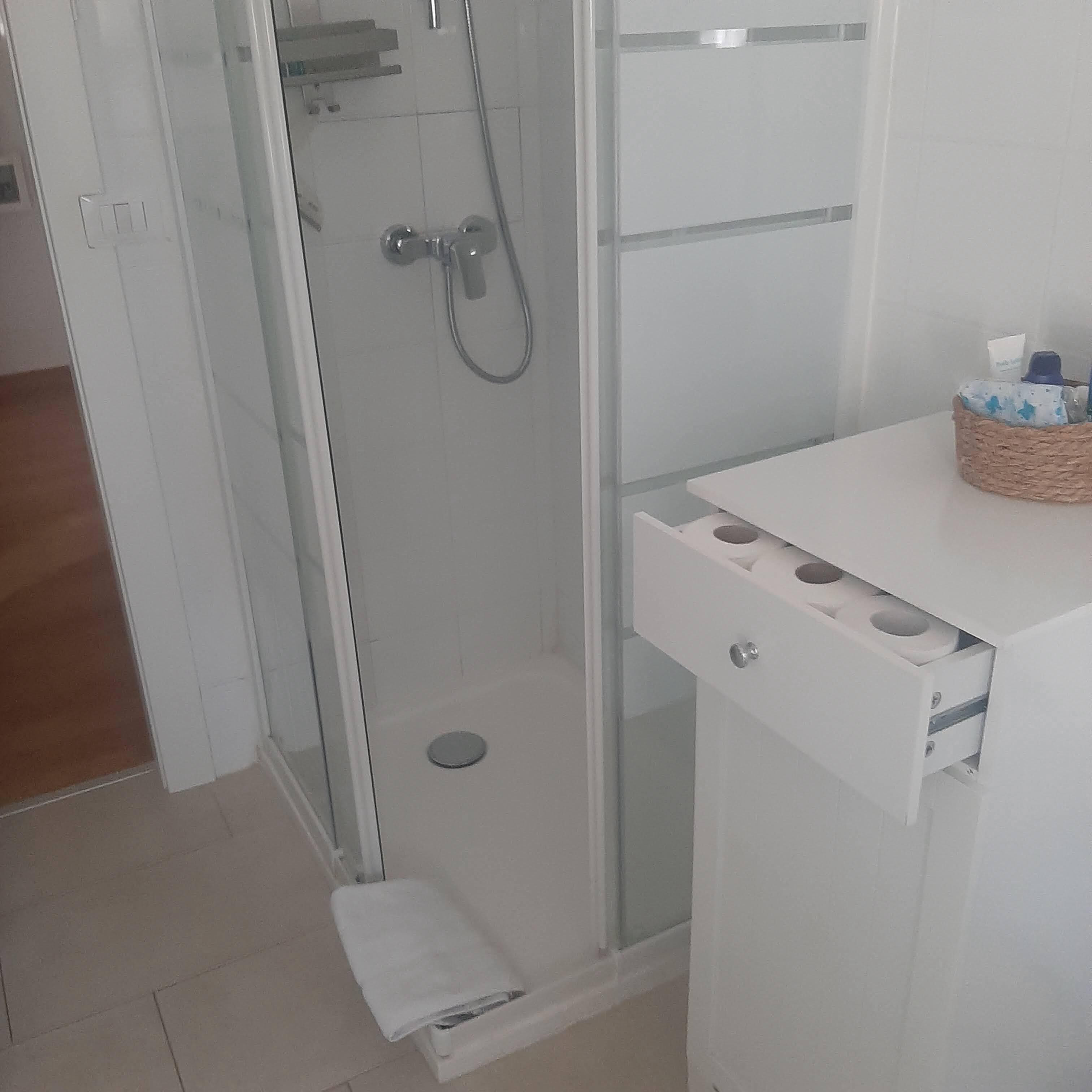 Dusche, Haartrockner, Bidet, Handtücher
