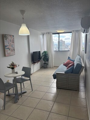 Living area - Beachfront apartment w pools, tennis, gym parking in TOP PR TOURISM CONDADO SJU (San Juan)