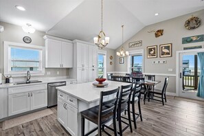 Fridge, microwave, oven, stovetop - West End Galveston Beach House | Deck | Sleeps 9 (Galveston)