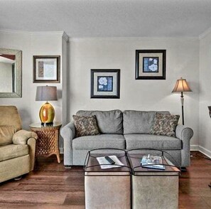 TV, fireplace - Myrtle Beach Oceanfront Escape w/Private Balcony - Stunning Beach & City Views (Myrtle Beach)