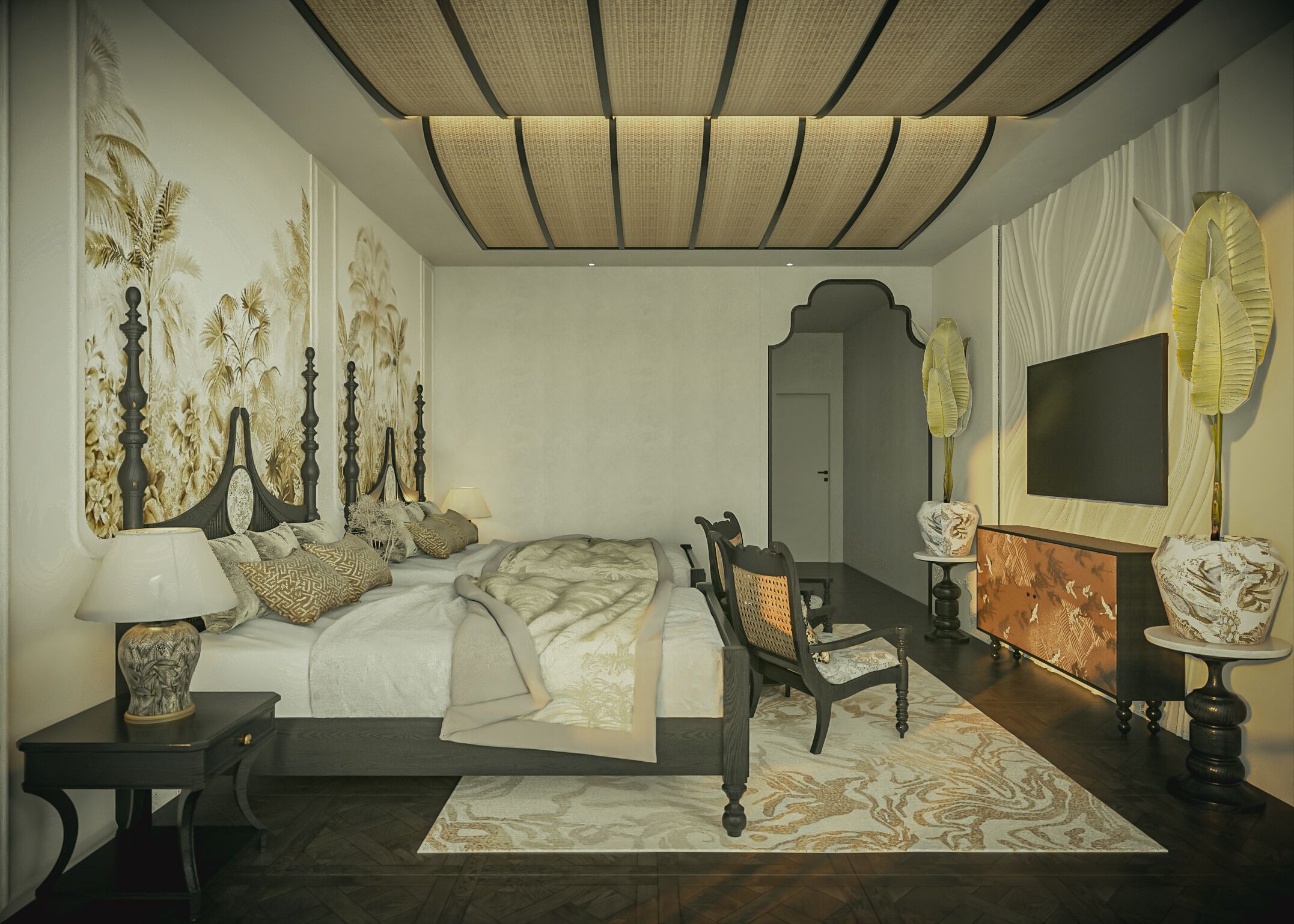 Familieværelse med 2 enkeltsenge - 2 queensize-senge