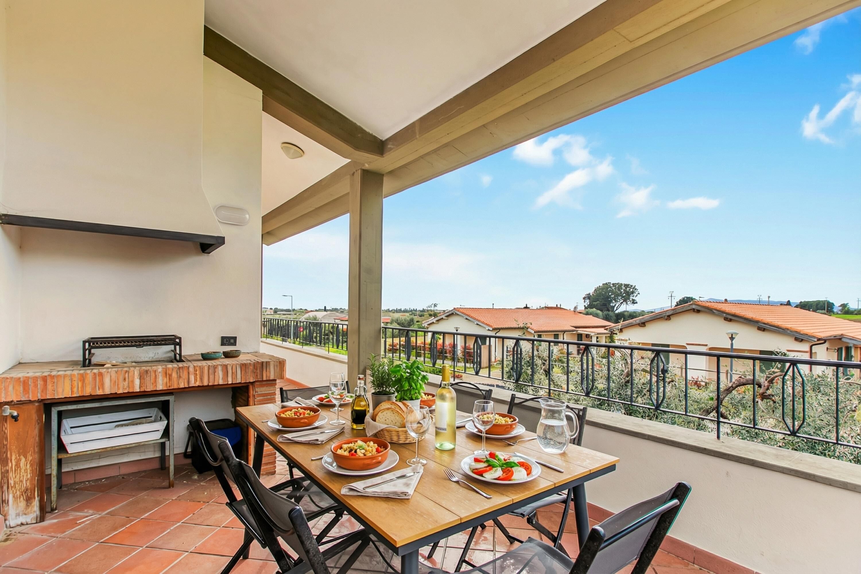 Familienapartment, Mehrere Schlafzimmer (Villa Adriana Capalbio) | Speisen im Freien