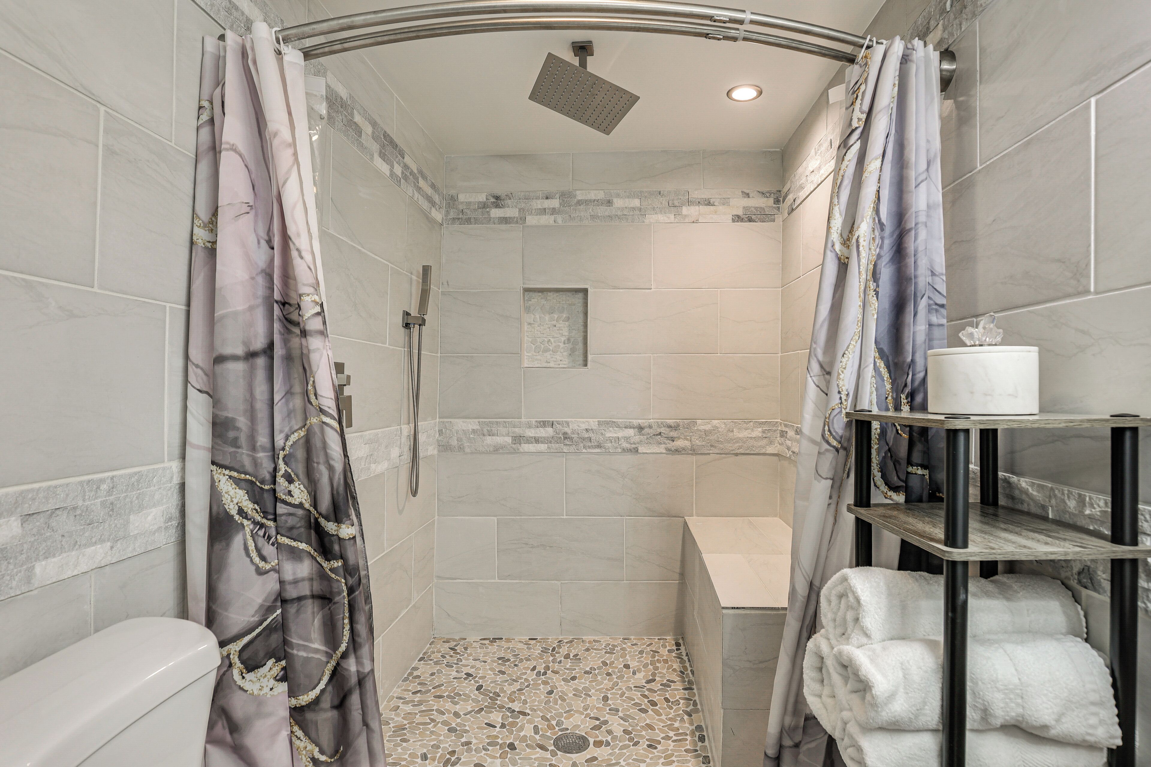 Hair dryer, towels