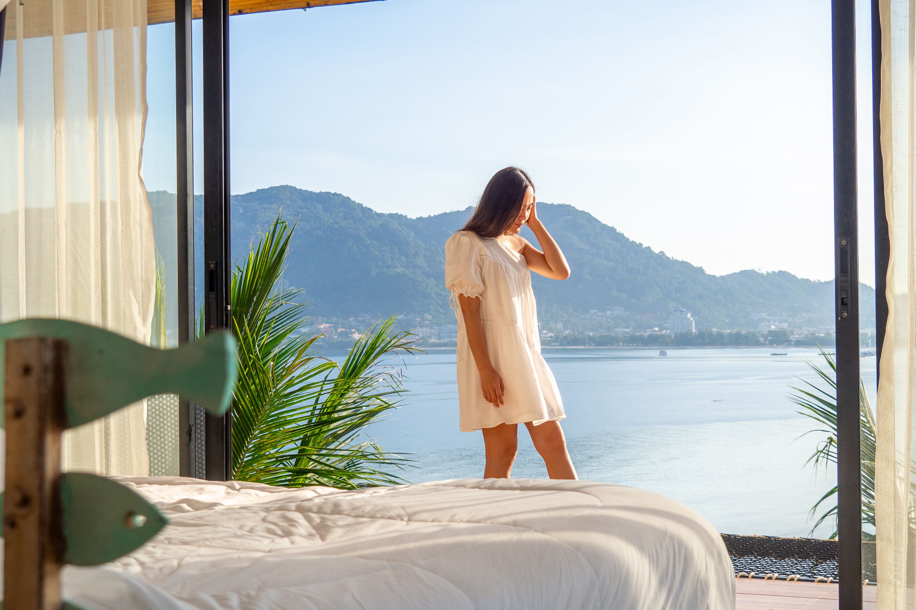 Quarto duplo família, vista para o mar