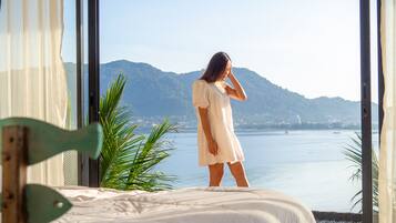 Chambre Familiale avec lits jumeaux, vue mer