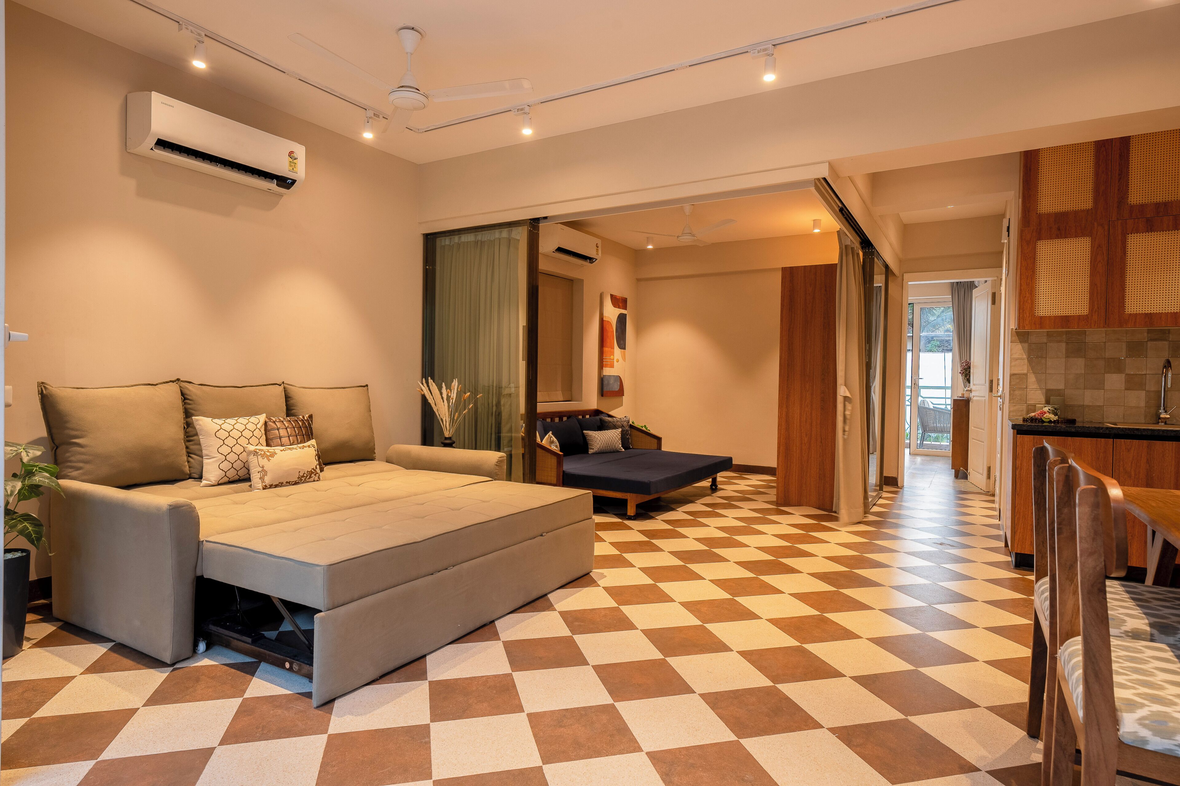 Huoneisto, 2 makuuhuonetta, parveke | Oleskelualue