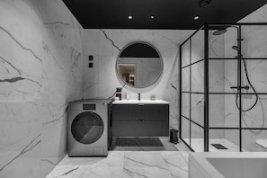 Hair dryer, towels