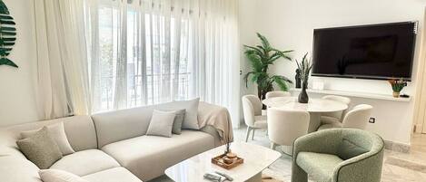 Appartement, 3 chambres, fumeur, balcon | Aire de séjour