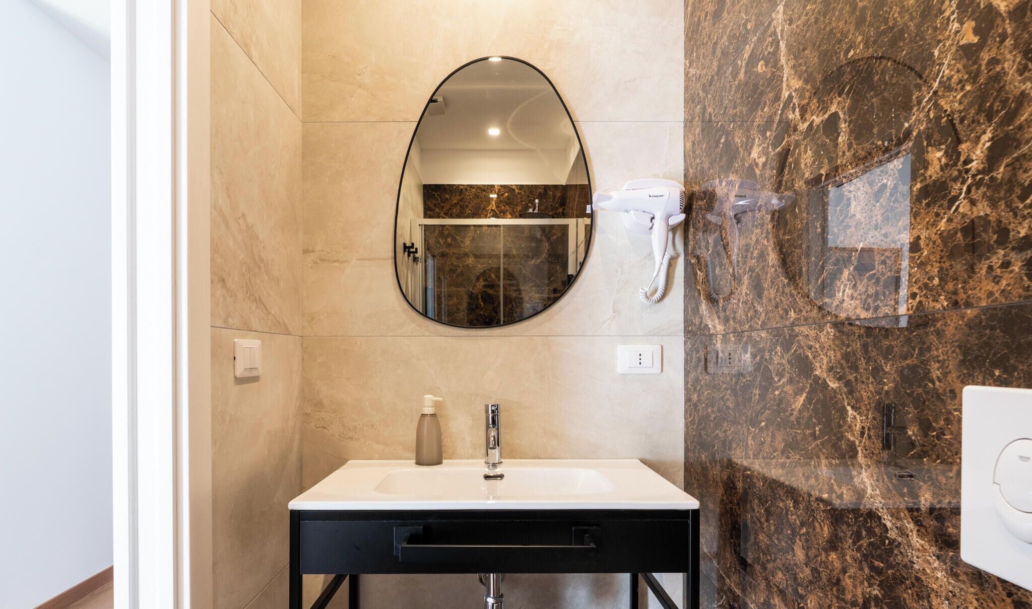 Standard Double Room | Bathroom | Shower, hair dryer, towels, soap