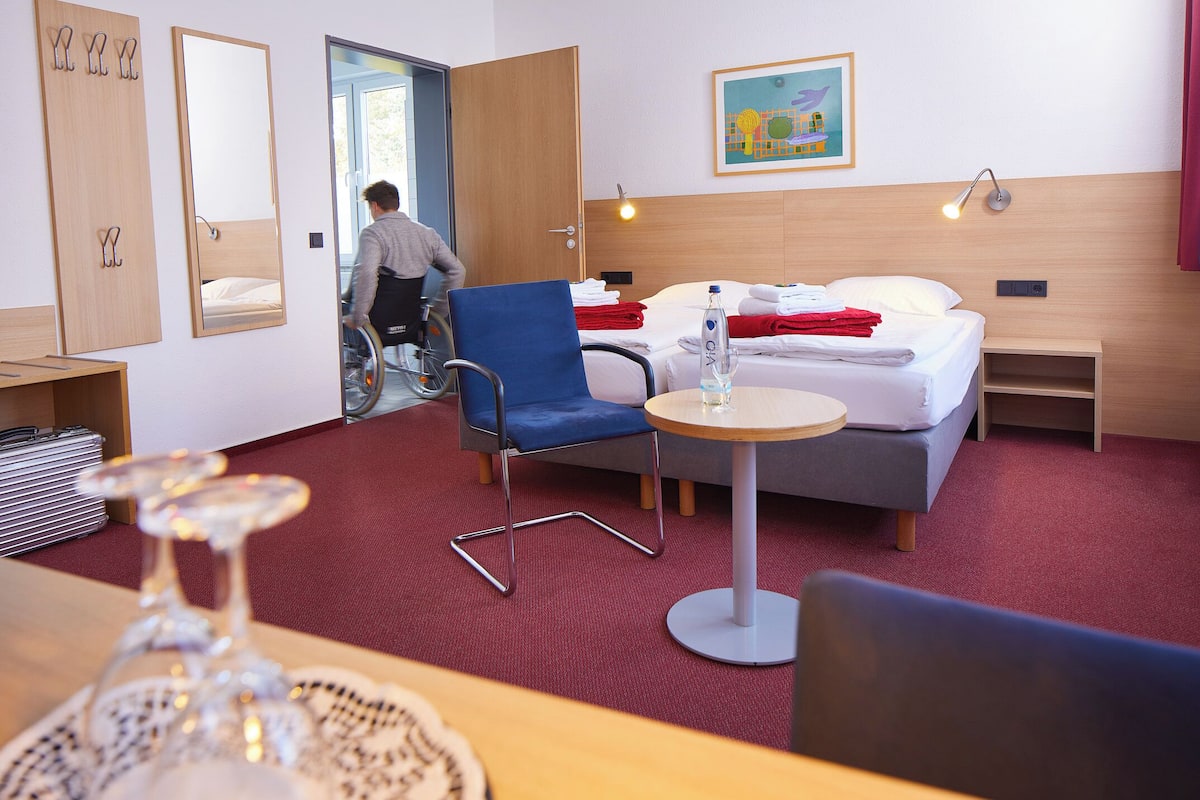 Basic Double or Twin Room | Desk, laptop workspace, blackout curtains, iron/ironing board