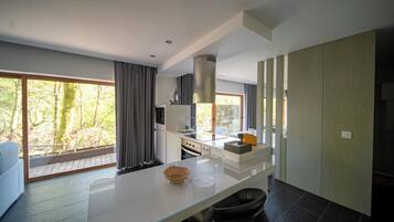 Romantic Villa, Lake View | Private kitchen | Fridge, high chair, griddle