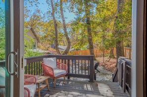 Terrace/patio - The Bygone Bungalow: Pet Friendly + Flex room/ office + Fenced yard & Fire pit (Black Mountain)