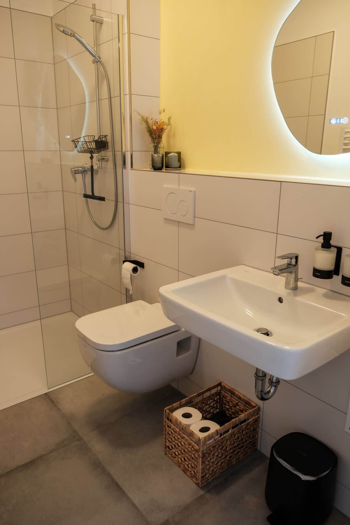 Een douche, een haardroger