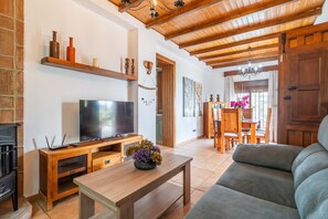 Televisión y chimenea 