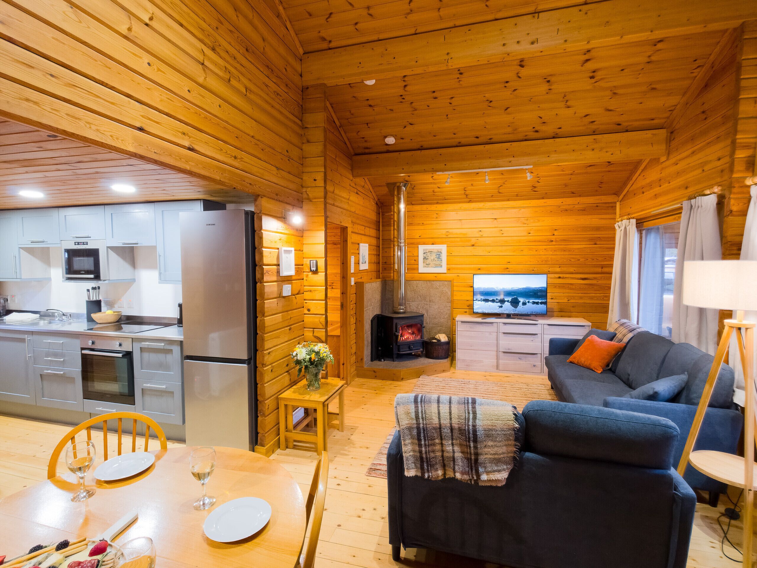 TV, fireplace
