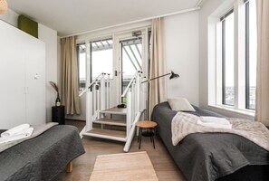 1 bedroom, desk, iron/ironing board, travel cot