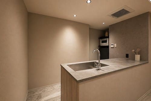 Queen Suite | Private kitchen | Mini-fridge, microwave, stovetop, cookware/dishes/utensils