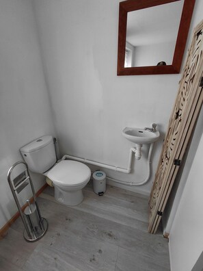 Shower, hair dryer, towels, toilet paper - Town house in a simple commune. (WATTEN)